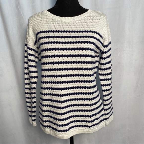 Talbots Sweaters - Talbots cream and blue stripe knit sweater 344